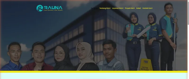 Perbesar tampilan beranda website Rauna Services